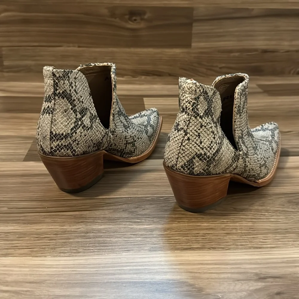 Ariat Leather Snake Print Dixon Snip Toe Ankle Slip On Bootie Boots 6.5 - Picture 12 of 14